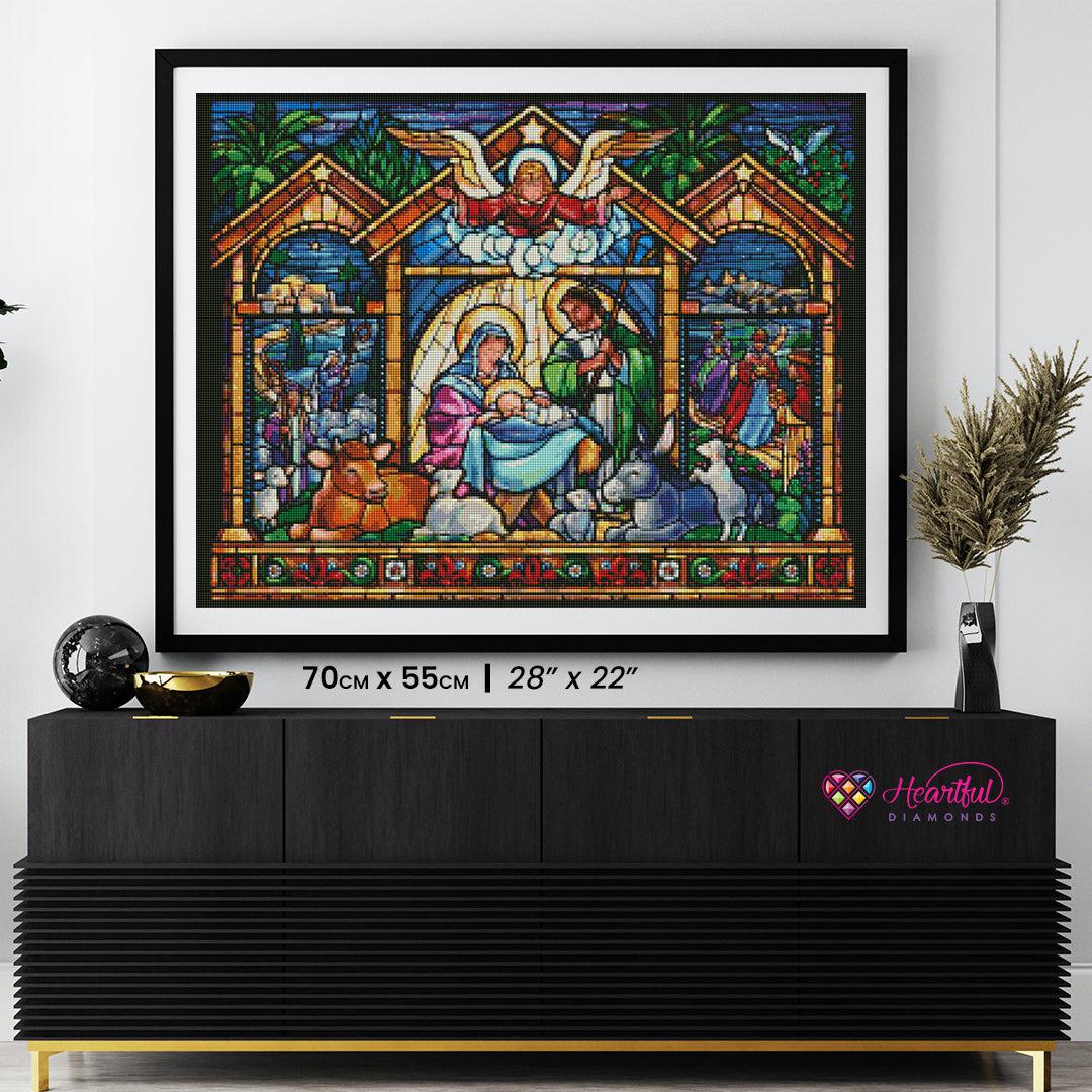 Stained Glass Nativity Scene — Diamond Painting Kit