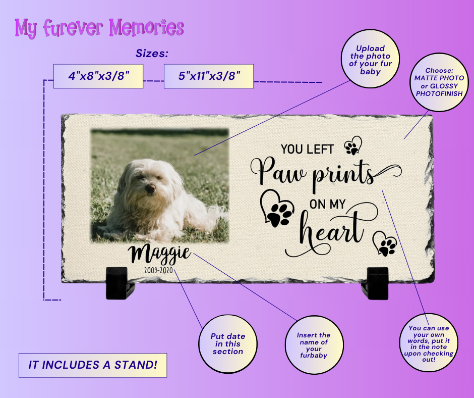 Personalized Dog Memorial Plaque You left paw prints on my heart Personalized Picture Keepsake