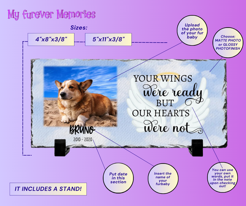 Personalized Dog Memorial Plaque Your wings were but our hearts were not Personalized Picture Keepsake