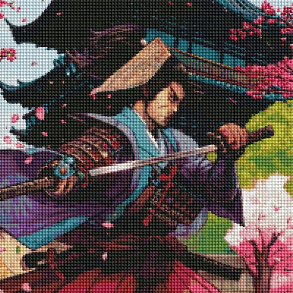 Samurai in Bloom — Diamond Painting Kit