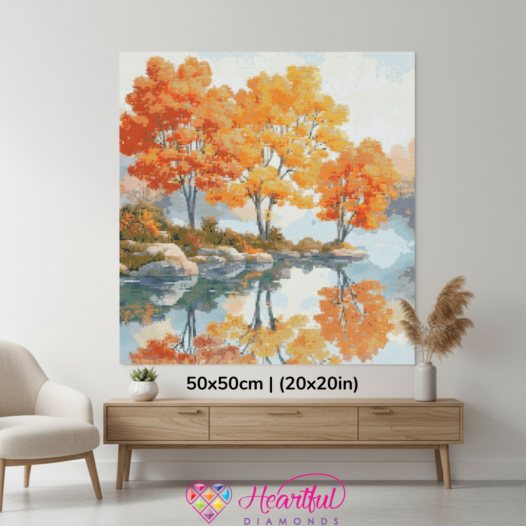 Autumn Lake Reflection — Diamond Painting Kit