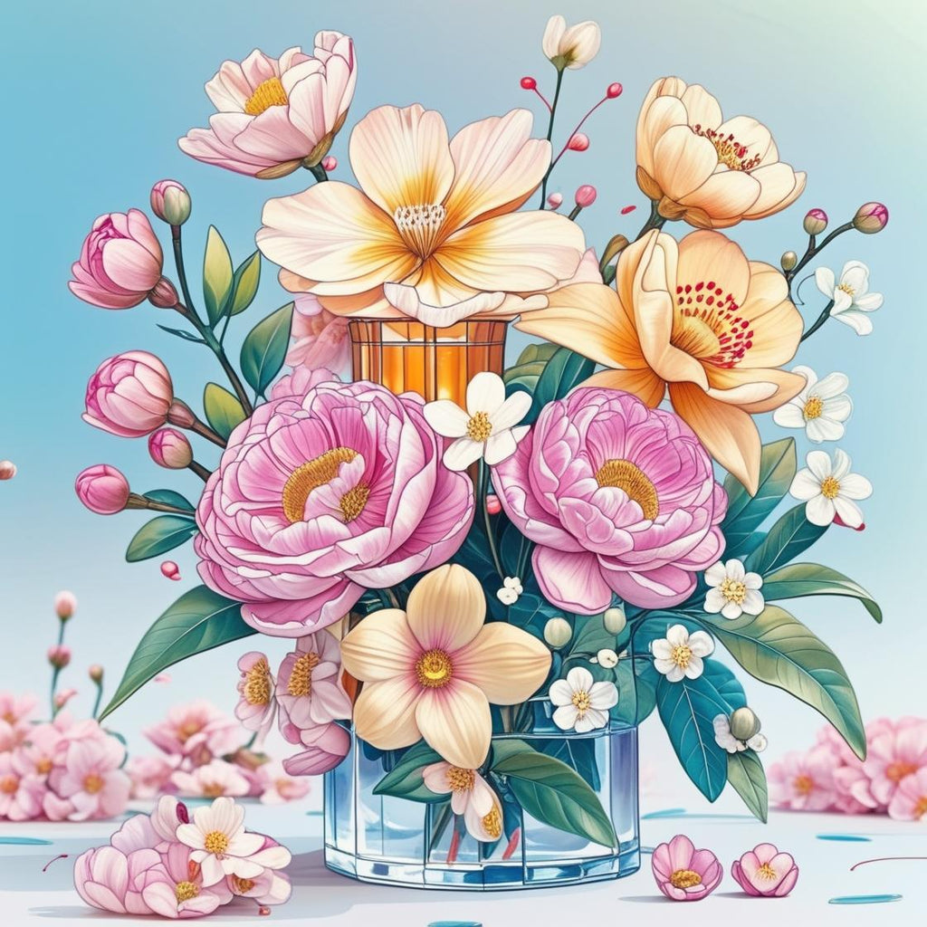 Blossoms in Glass (4FD+4AB) — Diamond Painting Kit