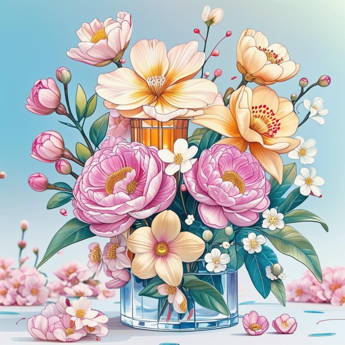 Blossoms in Glass (4FD+4AB) — Diamond Painting Kit