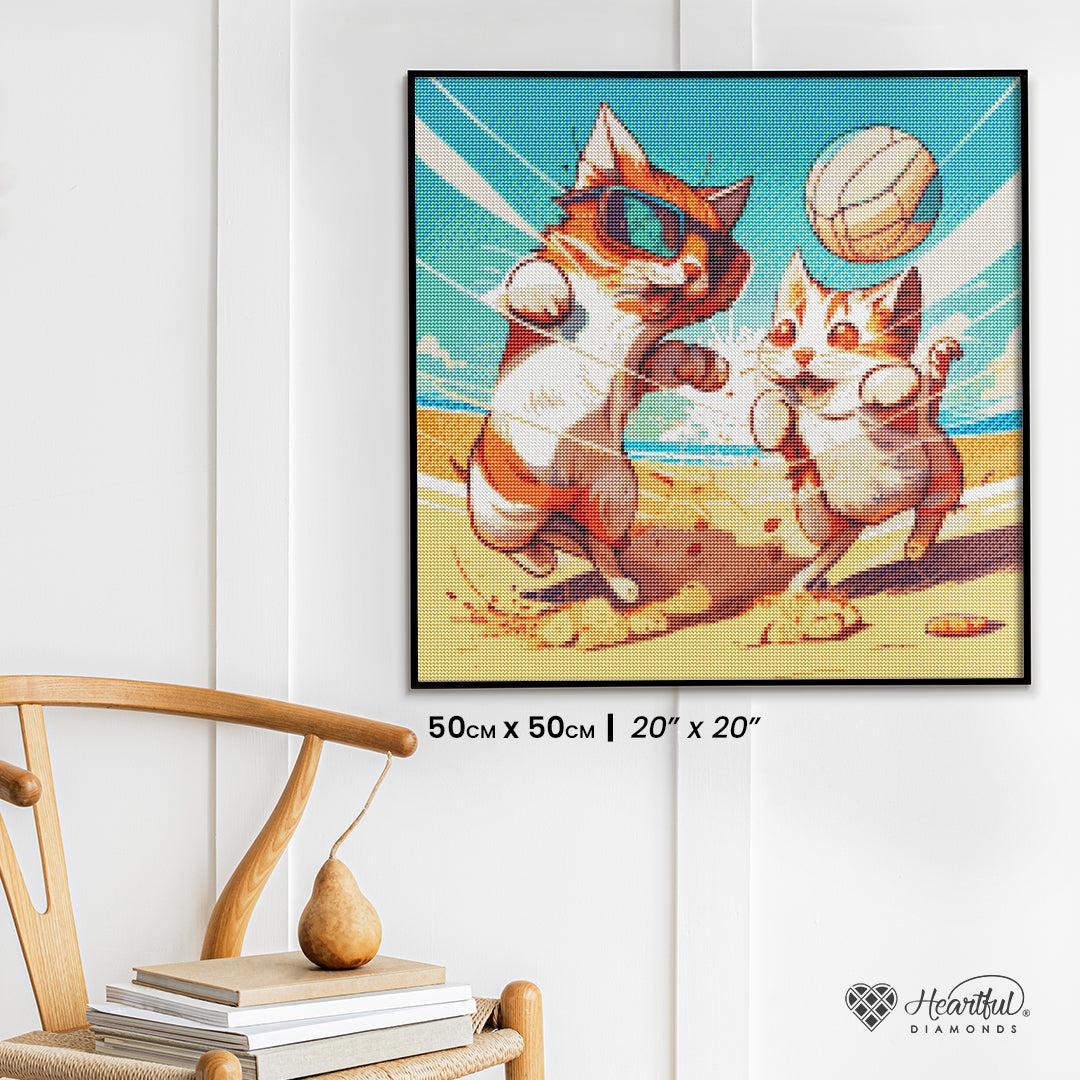 Beach Volleyball Cats — Diamond Painting Kit