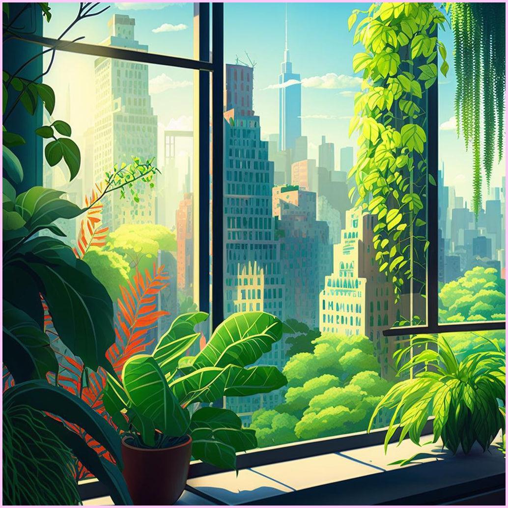 City Jungle Window — Diamond Painting Kit