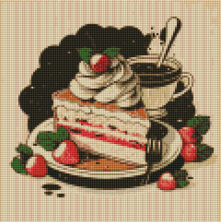 Coffee and Strawberry Shortcake — Starter Diamond Painting Kit