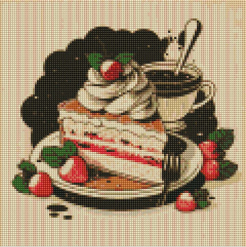 Coffee and Strawberry Shortcake — Starter Diamond Painting Kit