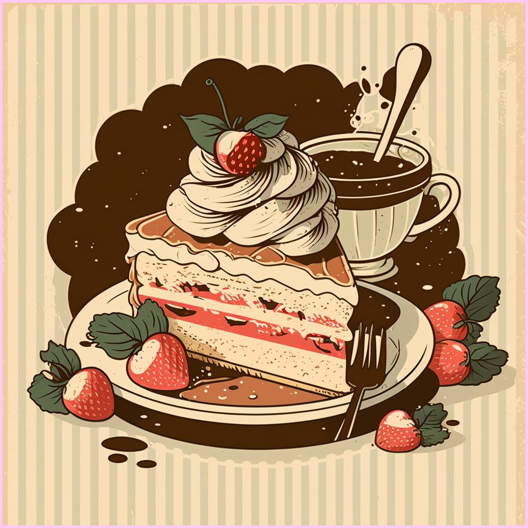 Coffee and Strawberry Shortcake — Starter Diamond Painting Kit