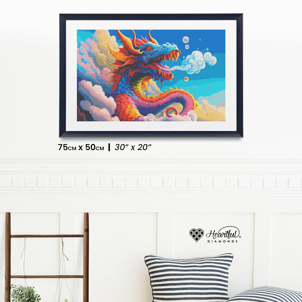 Happy Dragon in Sky — Diamond Painting Kit