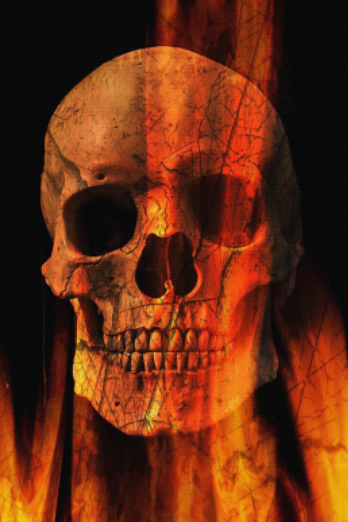 Flaming Skull And Crossbones — Diamond Painting Kit