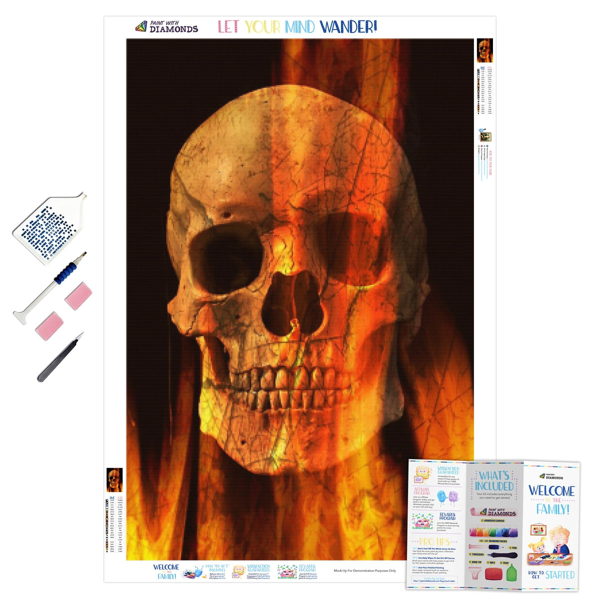Flaming Skull And Crossbones — Diamond Painting Kit