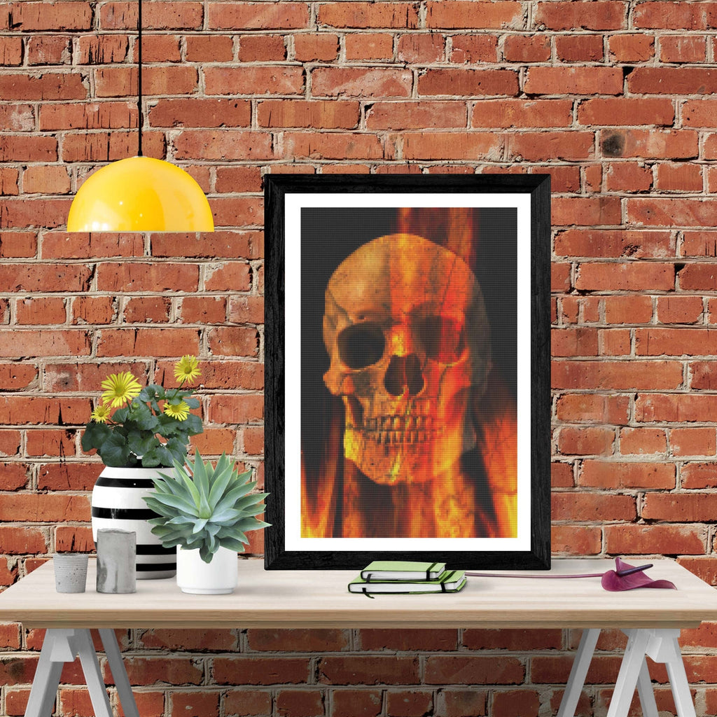 Flaming Skull And Crossbones — Diamond Painting Kit