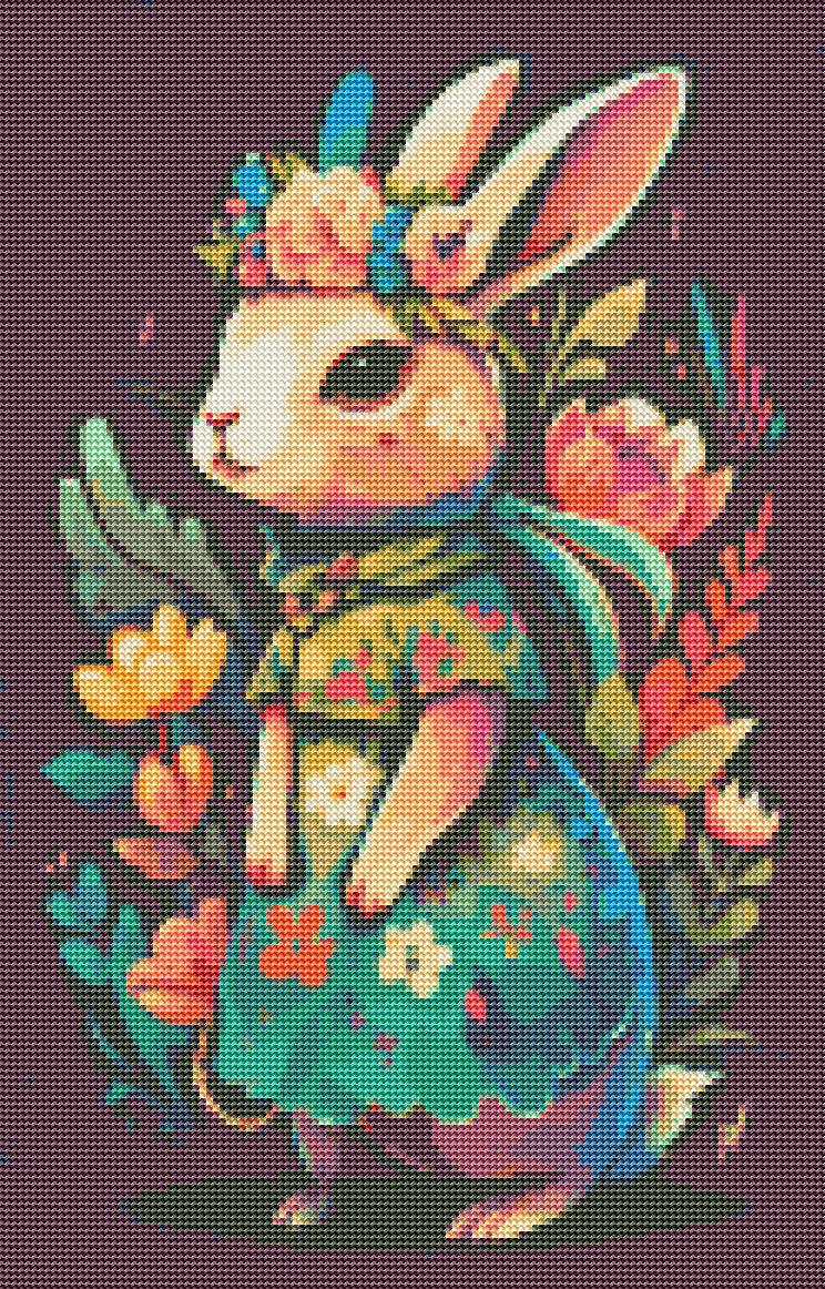 Flower Power Bunny — Diamond Painting Kit