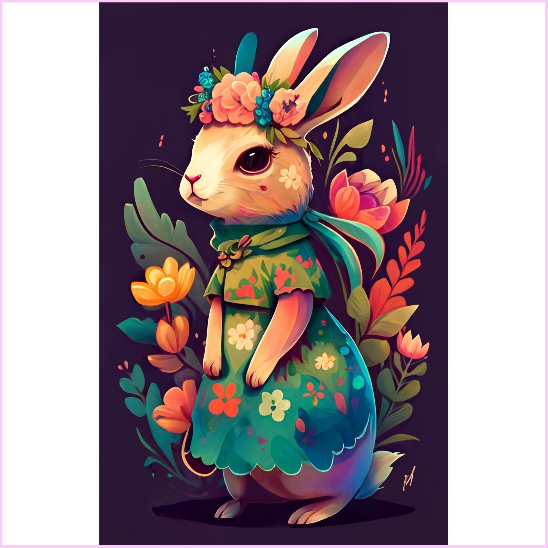 Flower Power Bunny — Diamond Painting Kit