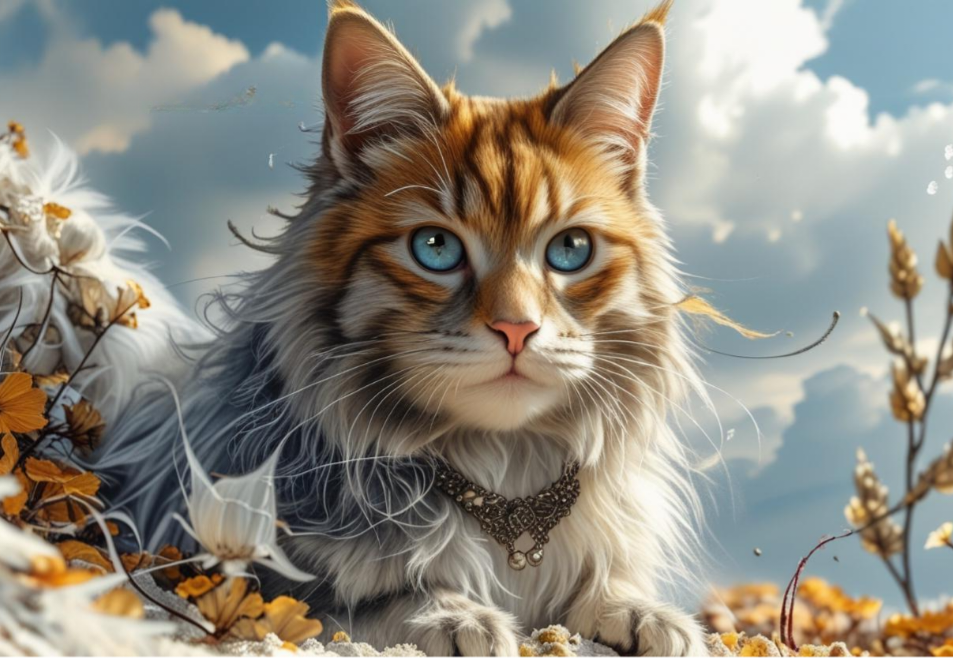 Golden Whiskers (6FD+2AB) — Diamond Painting Kit