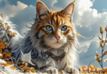 Golden Whiskers (6FD+2AB) — Diamond Painting Kit