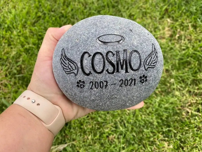 Loss of cat gift Grave Marker Custom Engraved Pet Memorial Stone Angel wings cat or dog loss gift