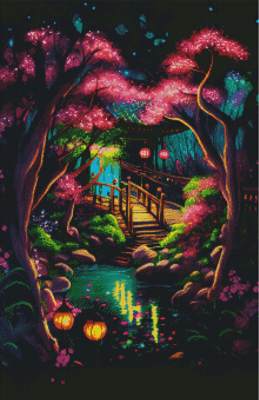 Illuminated Japanese Garden — Diamond Painting Kit