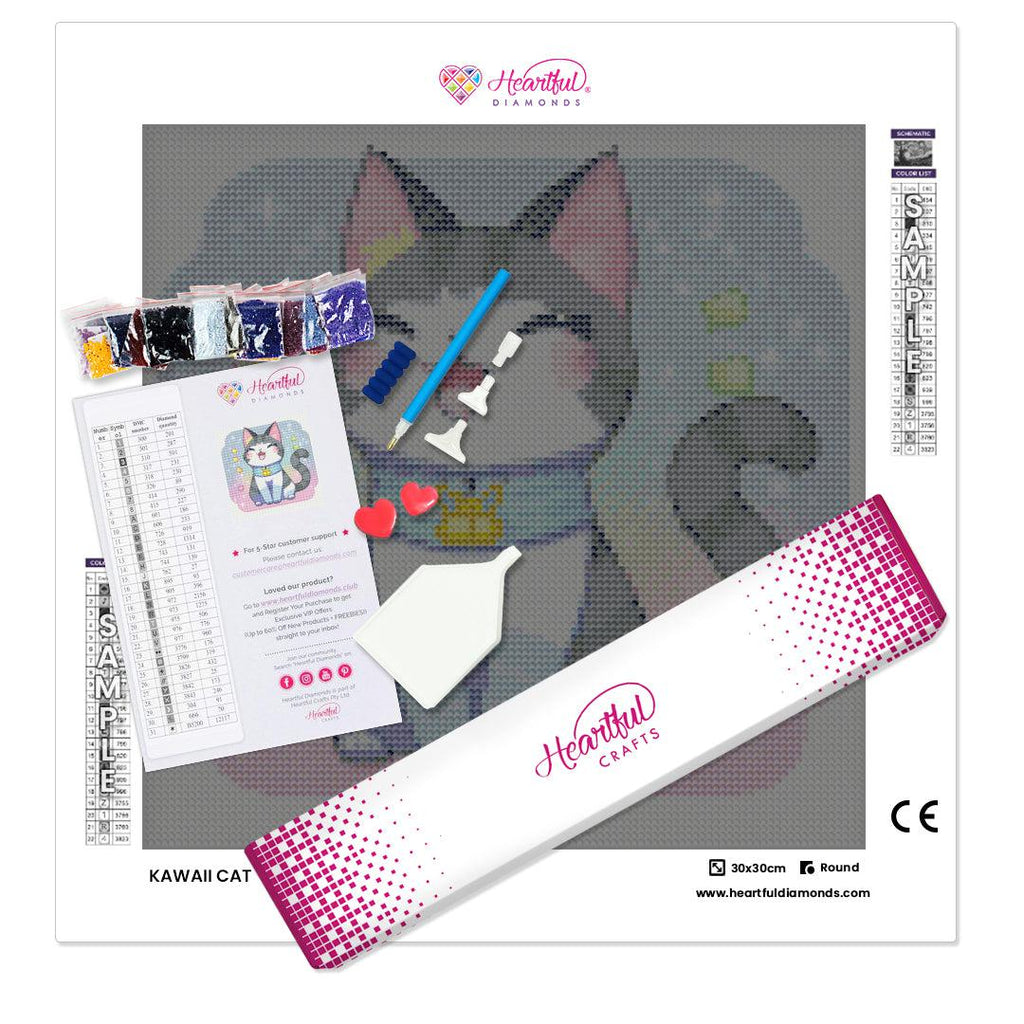 Happy Kawaii Cat — Starter Diamond Painting Kit