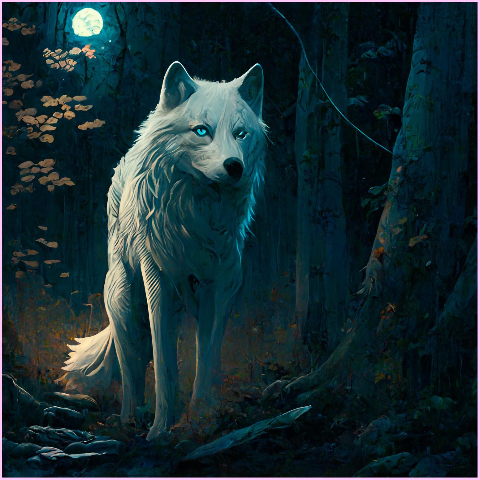Moonlit Forest Wolf — Diamond Painting Kit