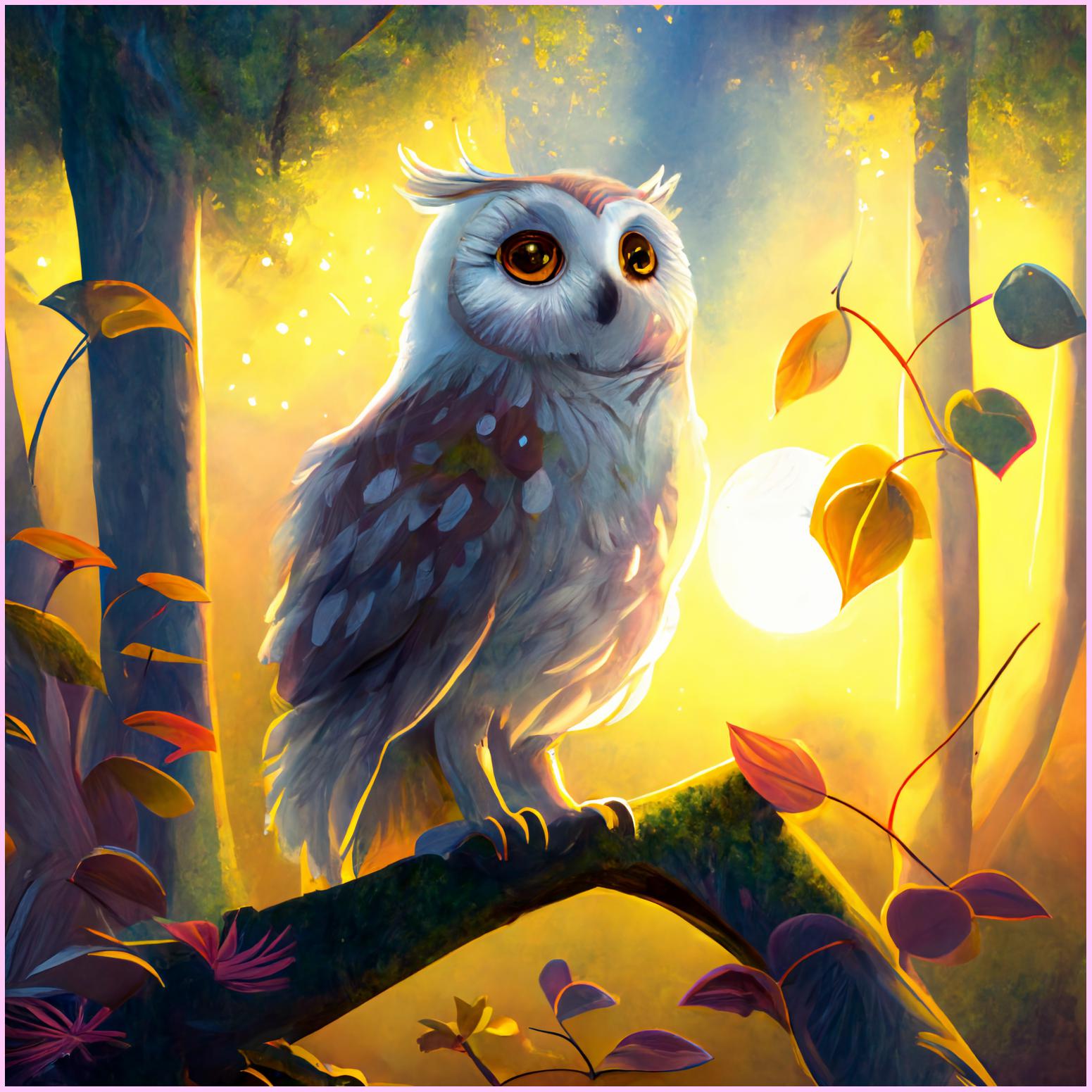Mystical Owl in Forest — Diamond Painting Kit