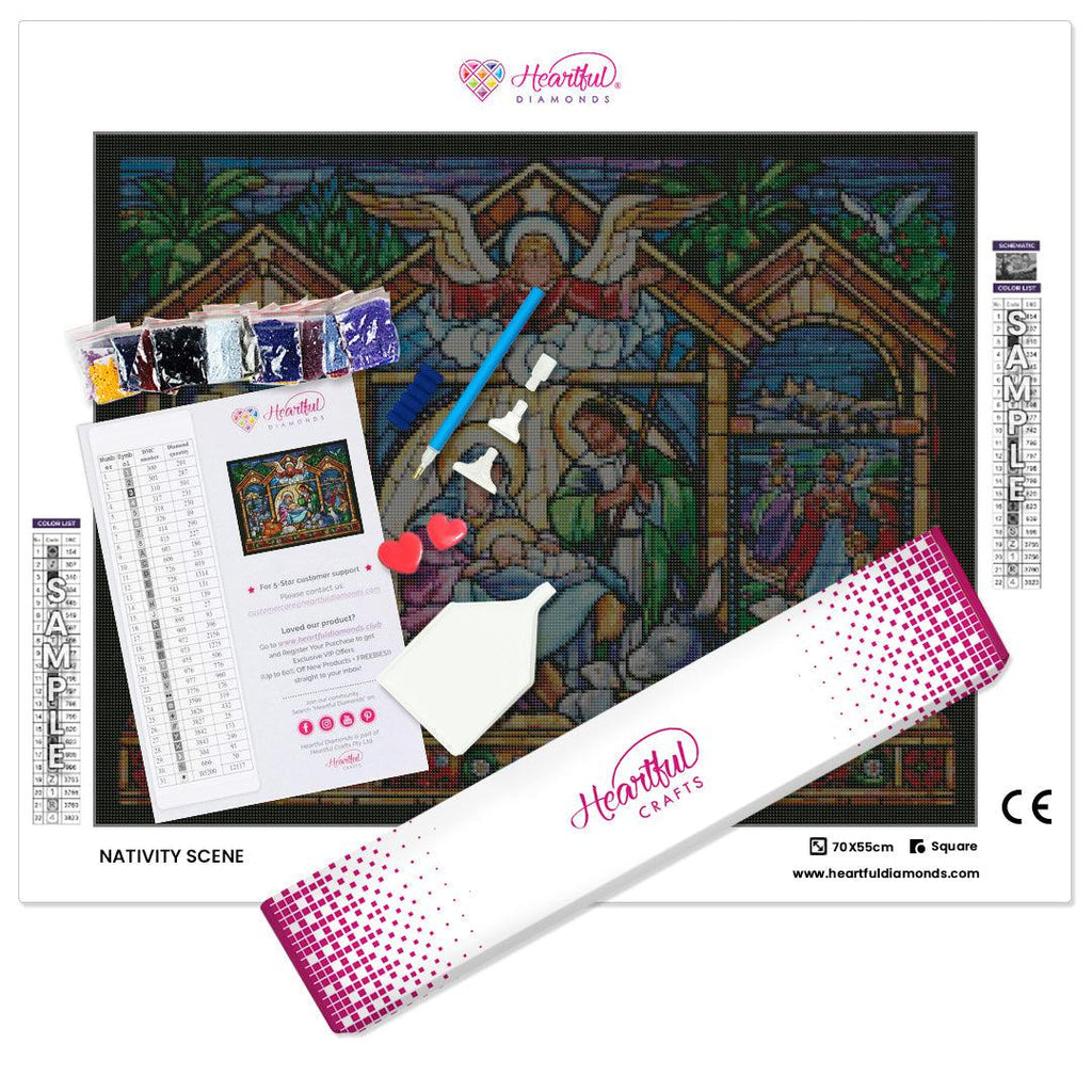 Stained Glass Nativity Scene — Diamond Painting Kit