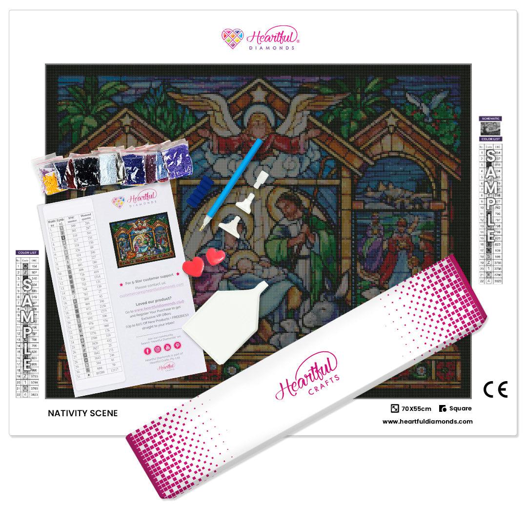 Stained Glass Nativity Scene — Diamond Painting Kit