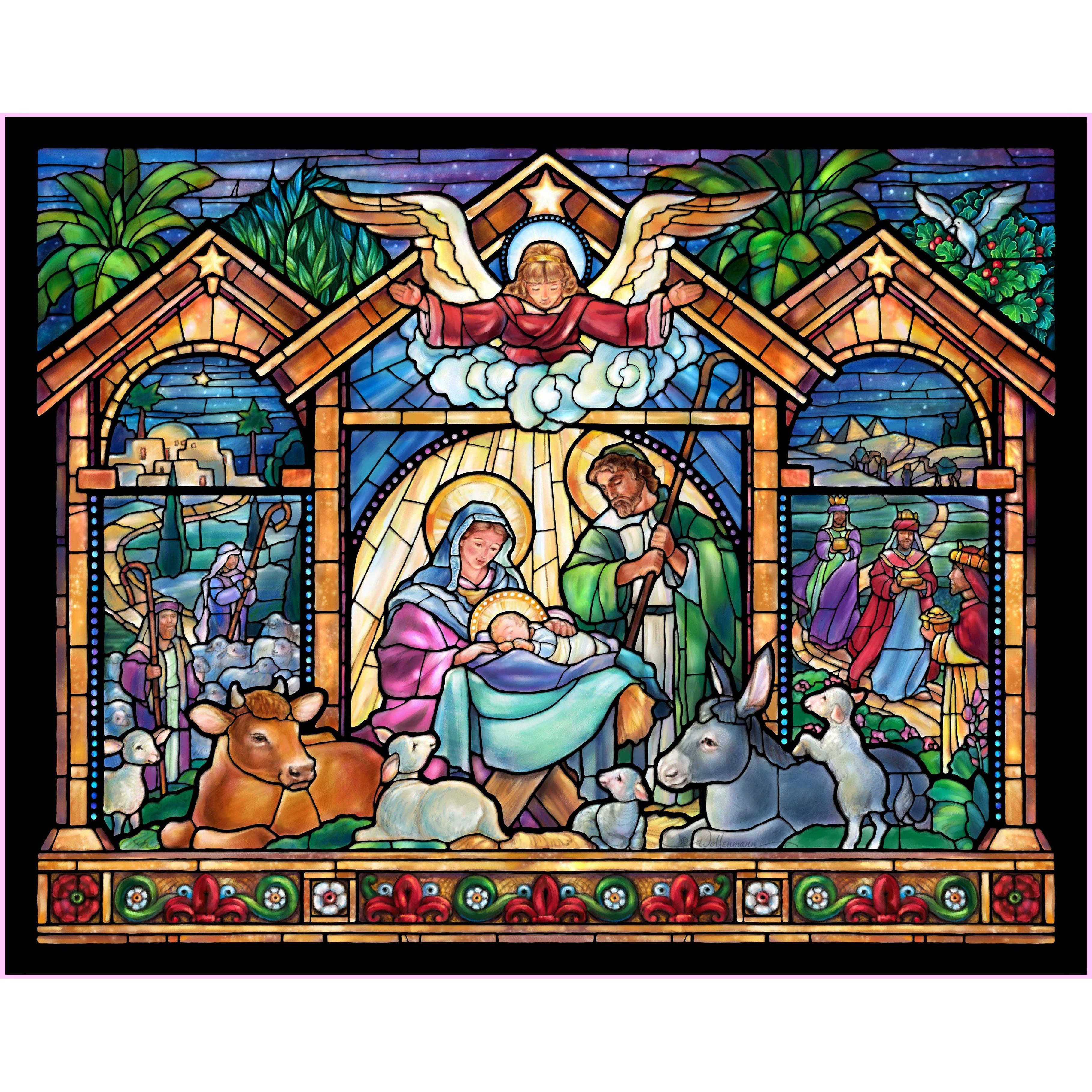 Stained Glass Nativity Scene — Diamond Painting Kit