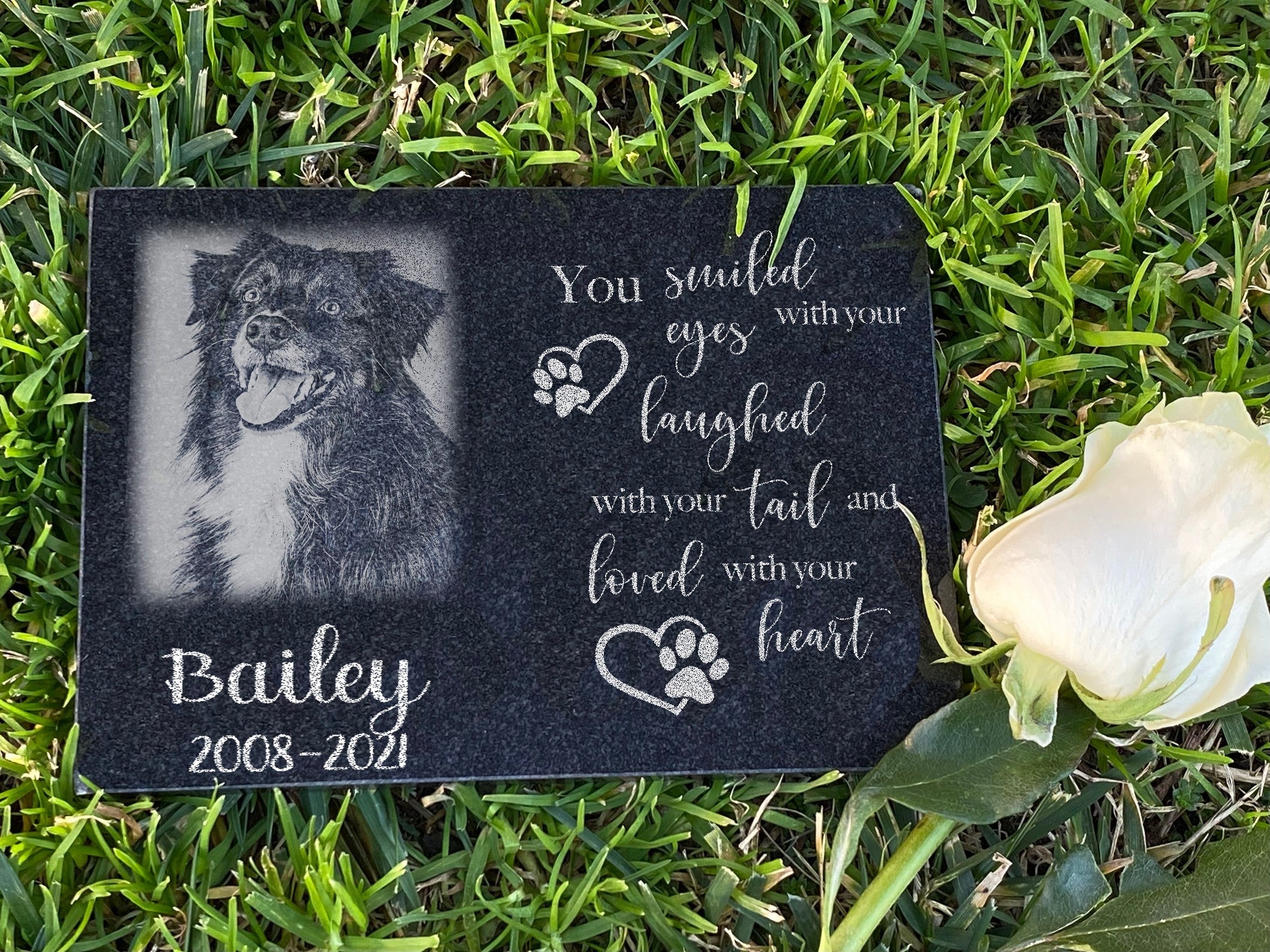 Outdoor Personalized Dog Memorial Plaque You Smiled with your eyes, laughed with your tail and loved with your heart Personalized Outdoor Plaque