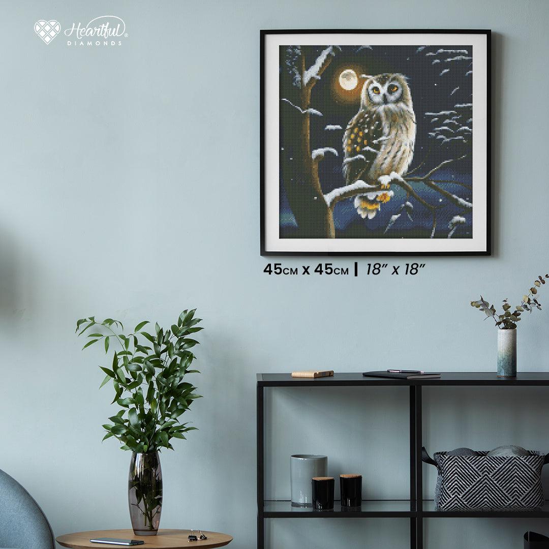 Mystical Owl in Winter Night — Diamond Painting Kit