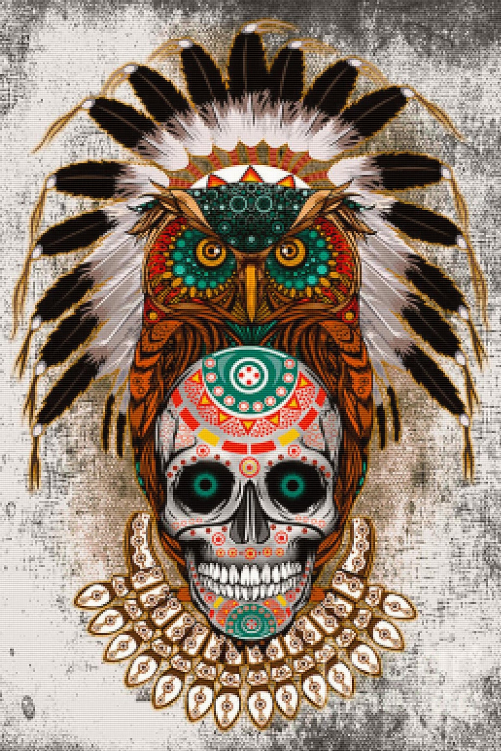 Owl Sugar Skull — Diamond Painting Kit