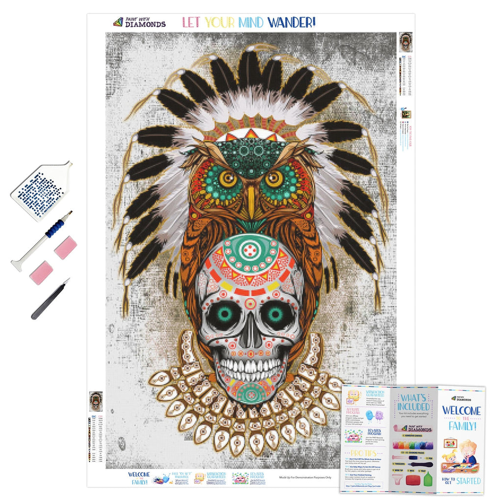 Owl Sugar Skull — Diamond Painting Kit