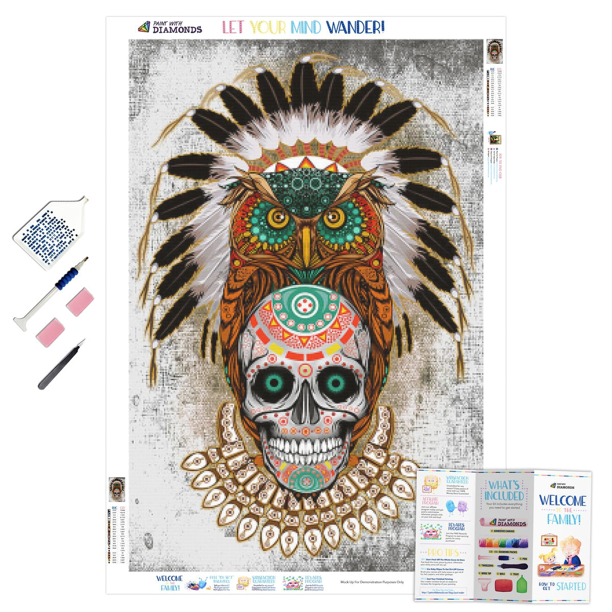 Owl Sugar Skull — Diamond Painting Kit
