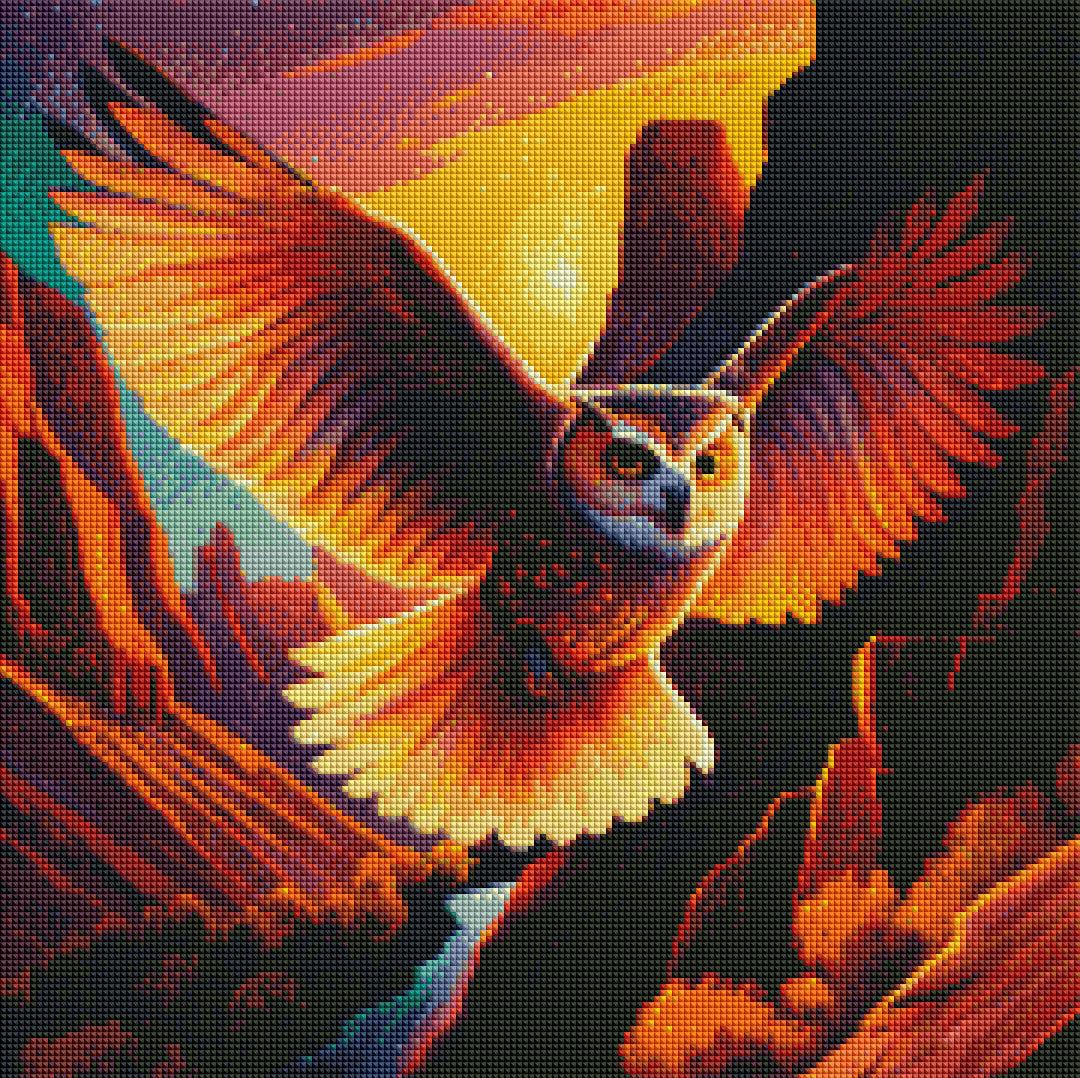 Majestic Owl Over Canyons — Diamond Painting Kit