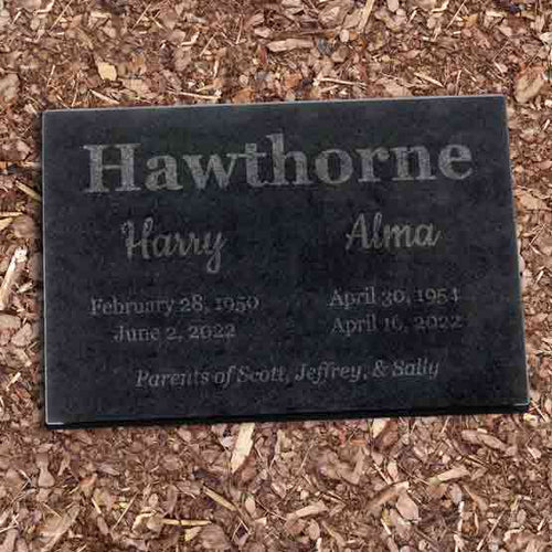 Custom Double Headstone, Couples Black Granite Memorial, Granite Headstone
