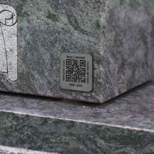 Custom Memorial QR Tags - Engraved Titanium QR Code Obituary Tags