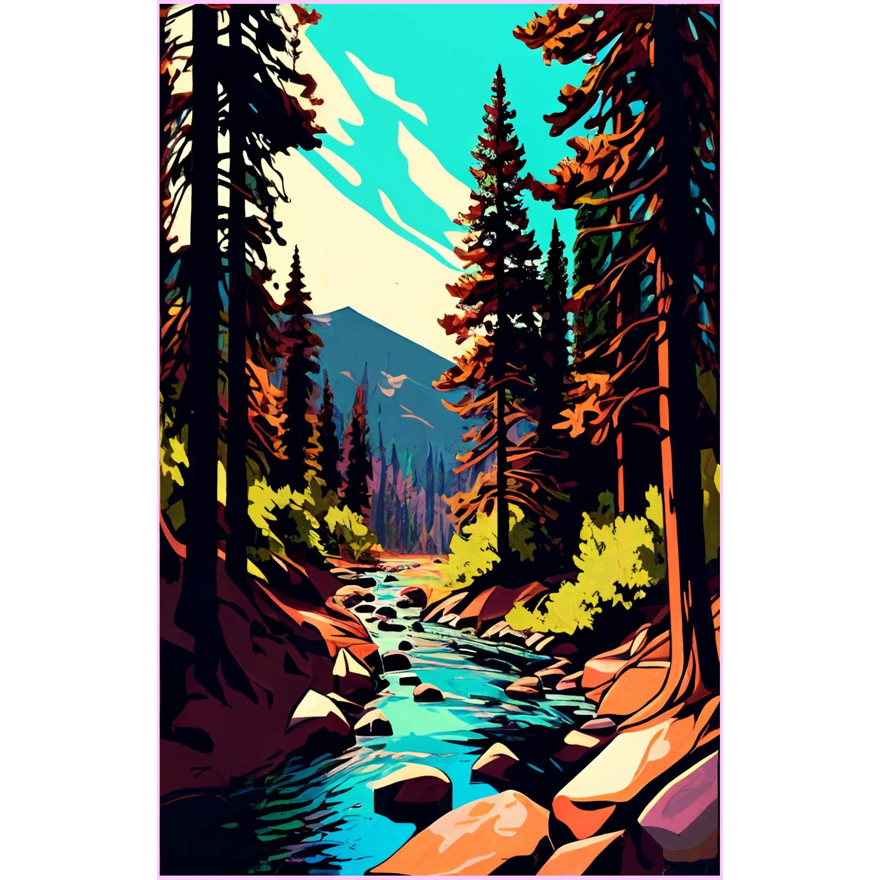 Peaceful Forest Stream — Diamond Painting Kit