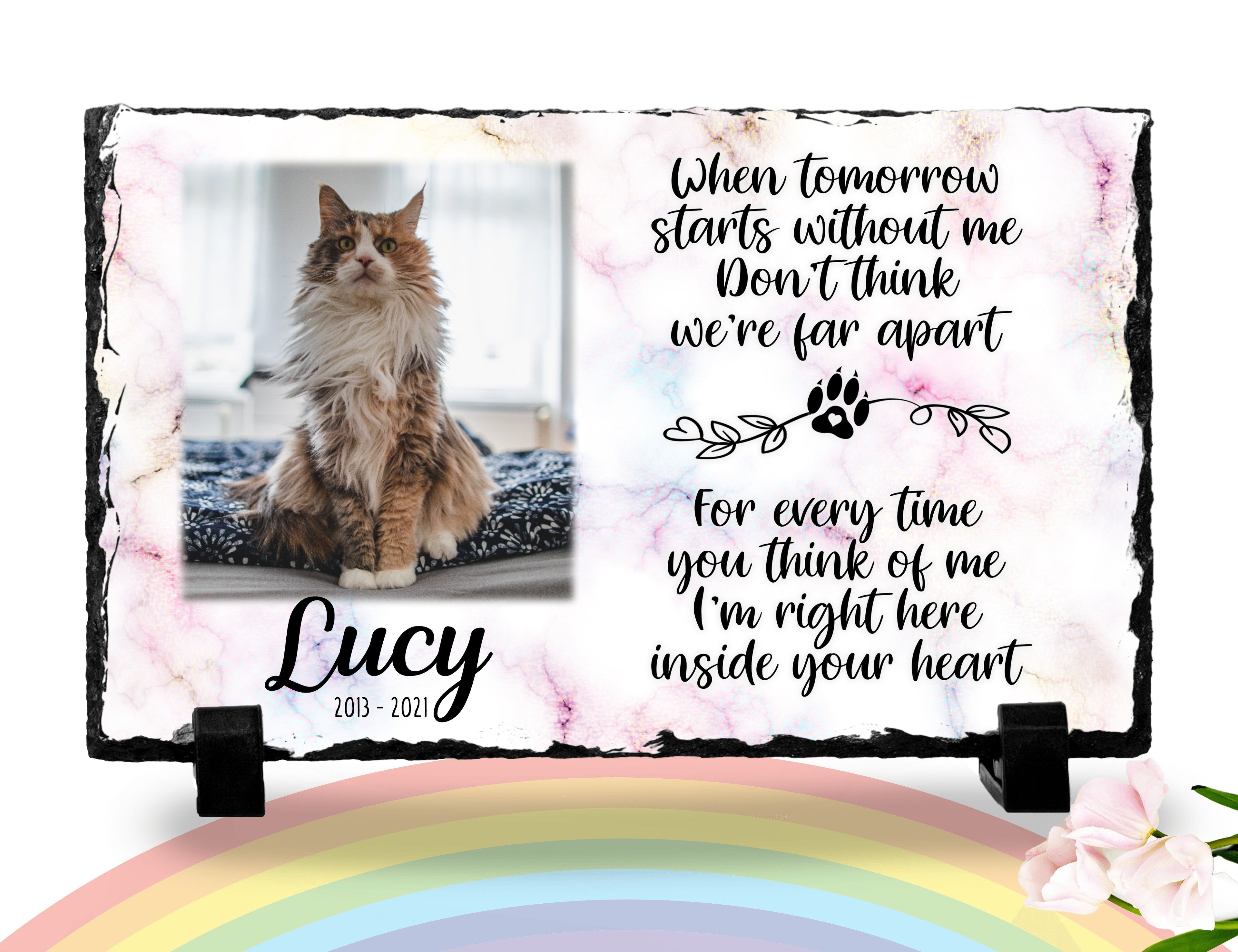 Cat Memorial Stone Personalized When tomorrow starts without me Personalized Pet loss Keepsake