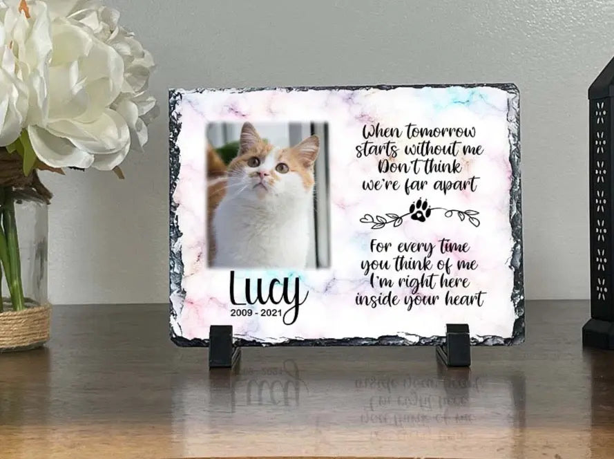 Cat Memorial Stone Personalized When tomorrow starts without me Personalized Pet loss Keepsake