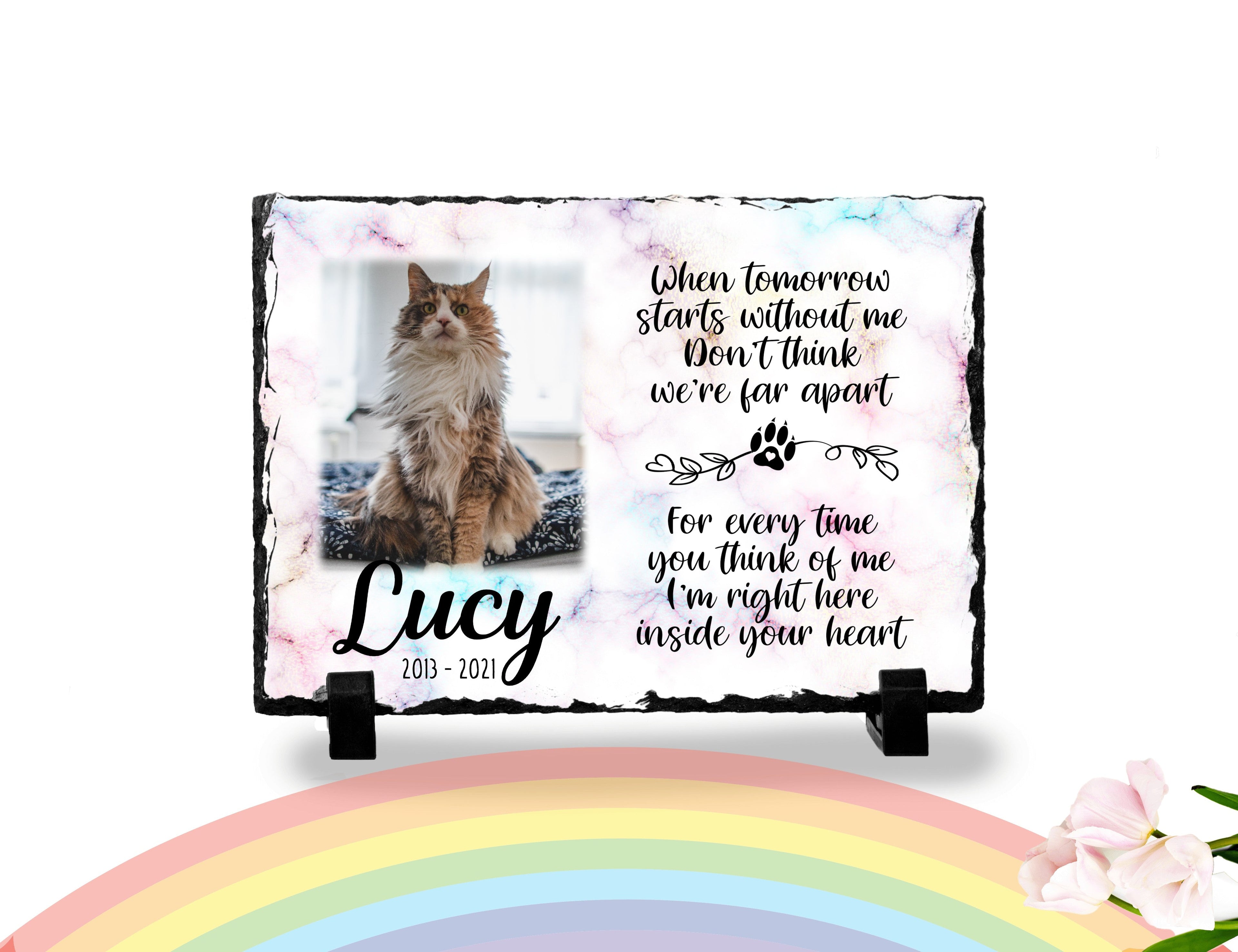 Cat Memorial Stone Personalized When tomorrow starts without me Personalized Pet loss Keepsake
