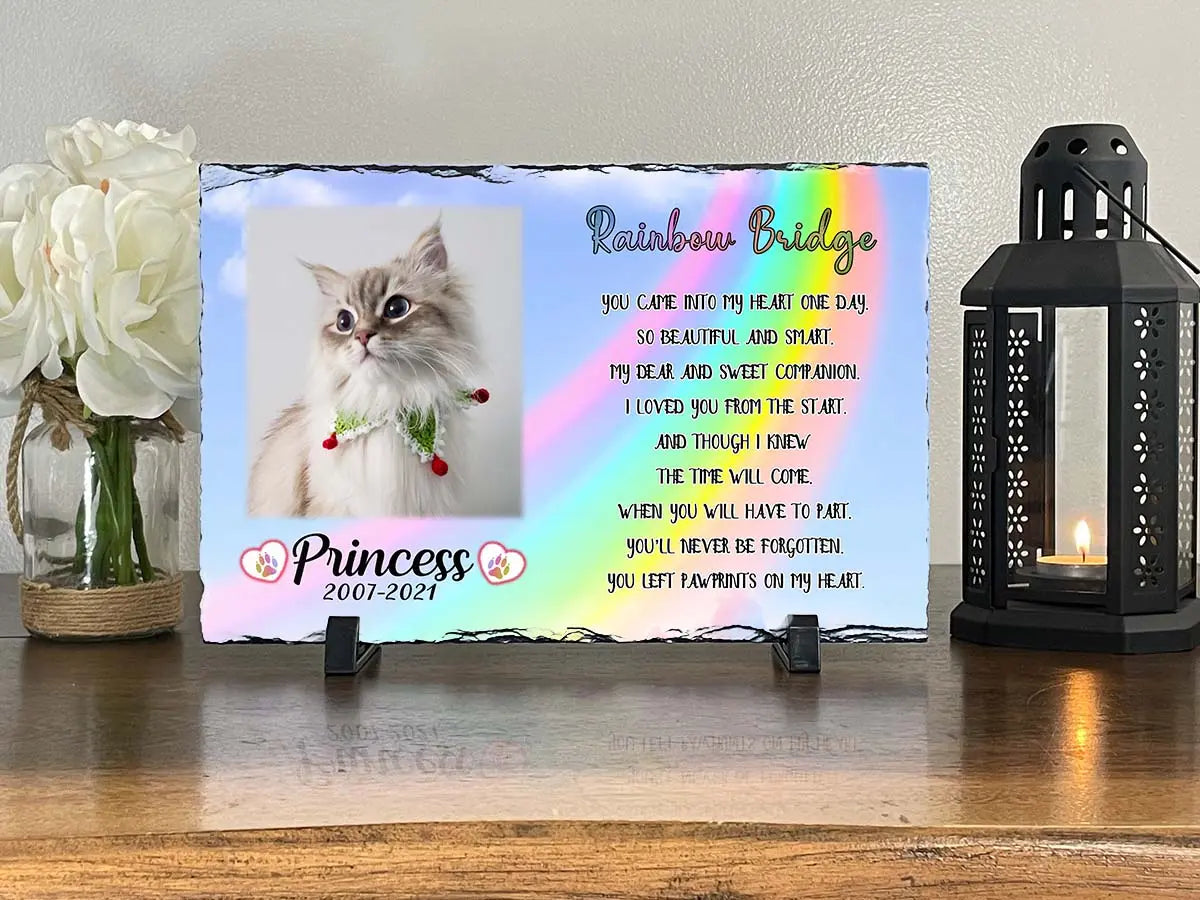 Cat Memorial Plaque Personalized Rainbow Bridge Pet loss Keepsake