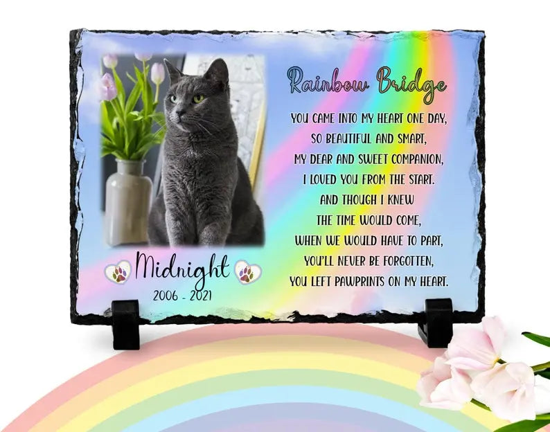 Cat Memorial Plaque Personalized Rainbow Bridge Pet loss Keepsake