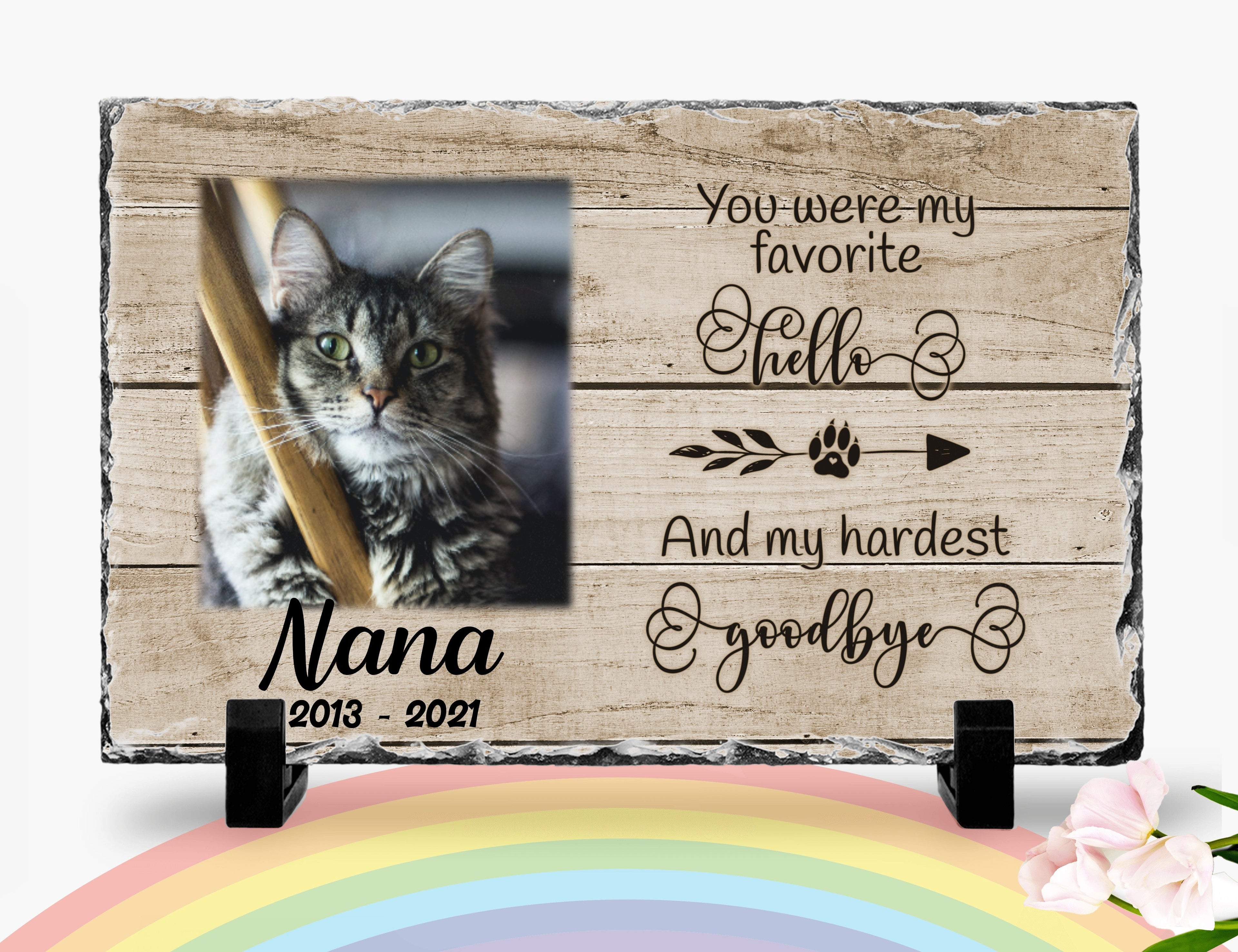 Personalized Cat Memorial Plaque You Were My Favorite Hello and My Hardest Goodbye Personalized Keepsake