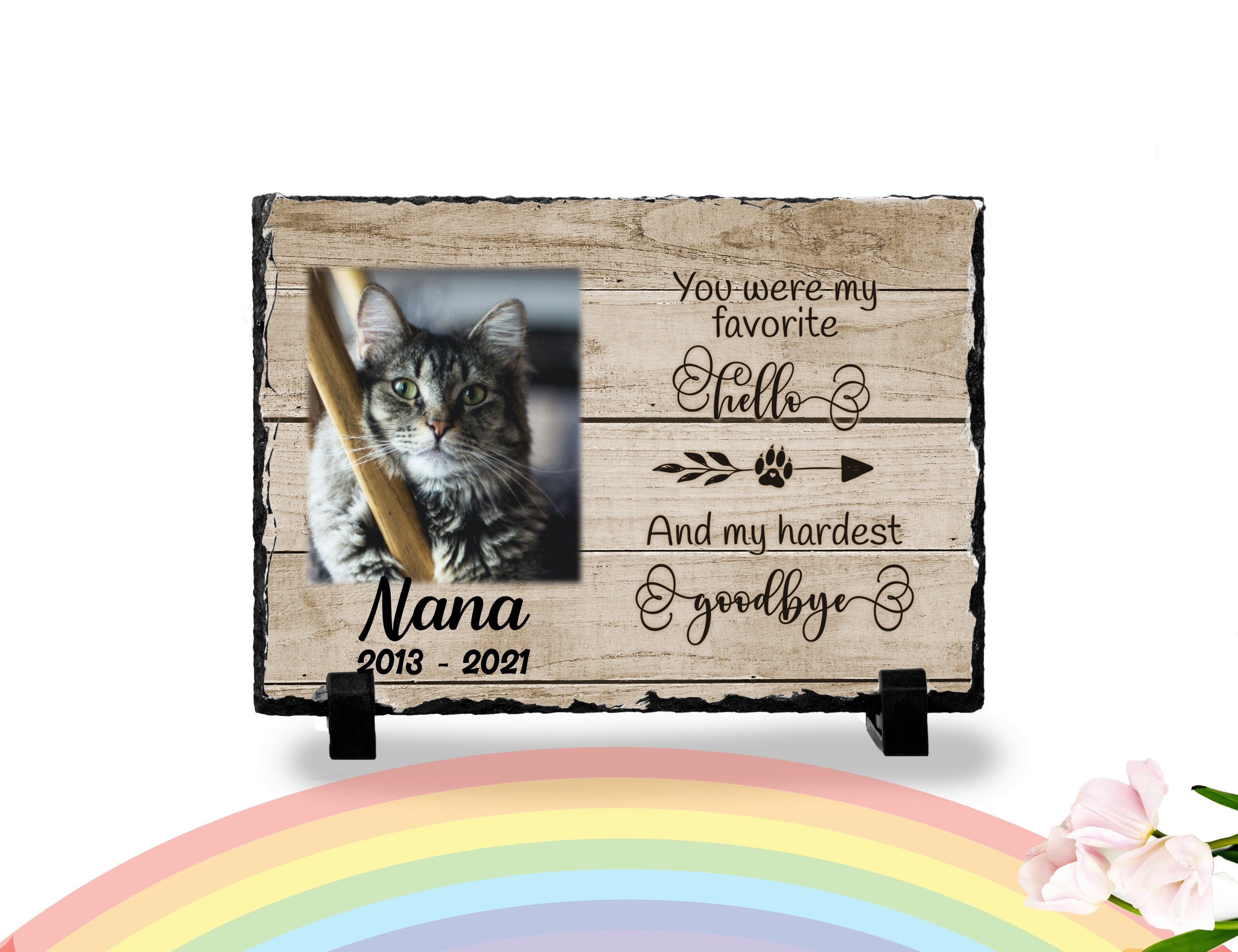 Personalized Cat Memorial Plaque You Were My Favorite Hello and My Hardest Goodbye Personalized Keepsake