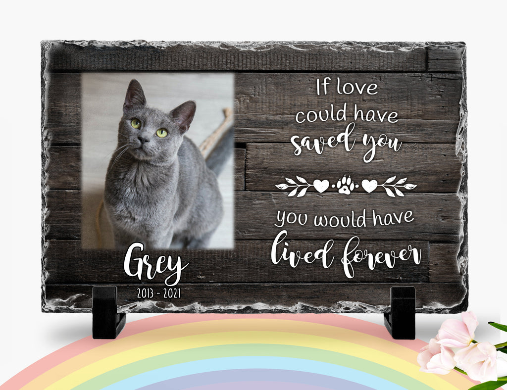 Personalized Cat Memorial Plaque If love could have saved you Stone Keepsake