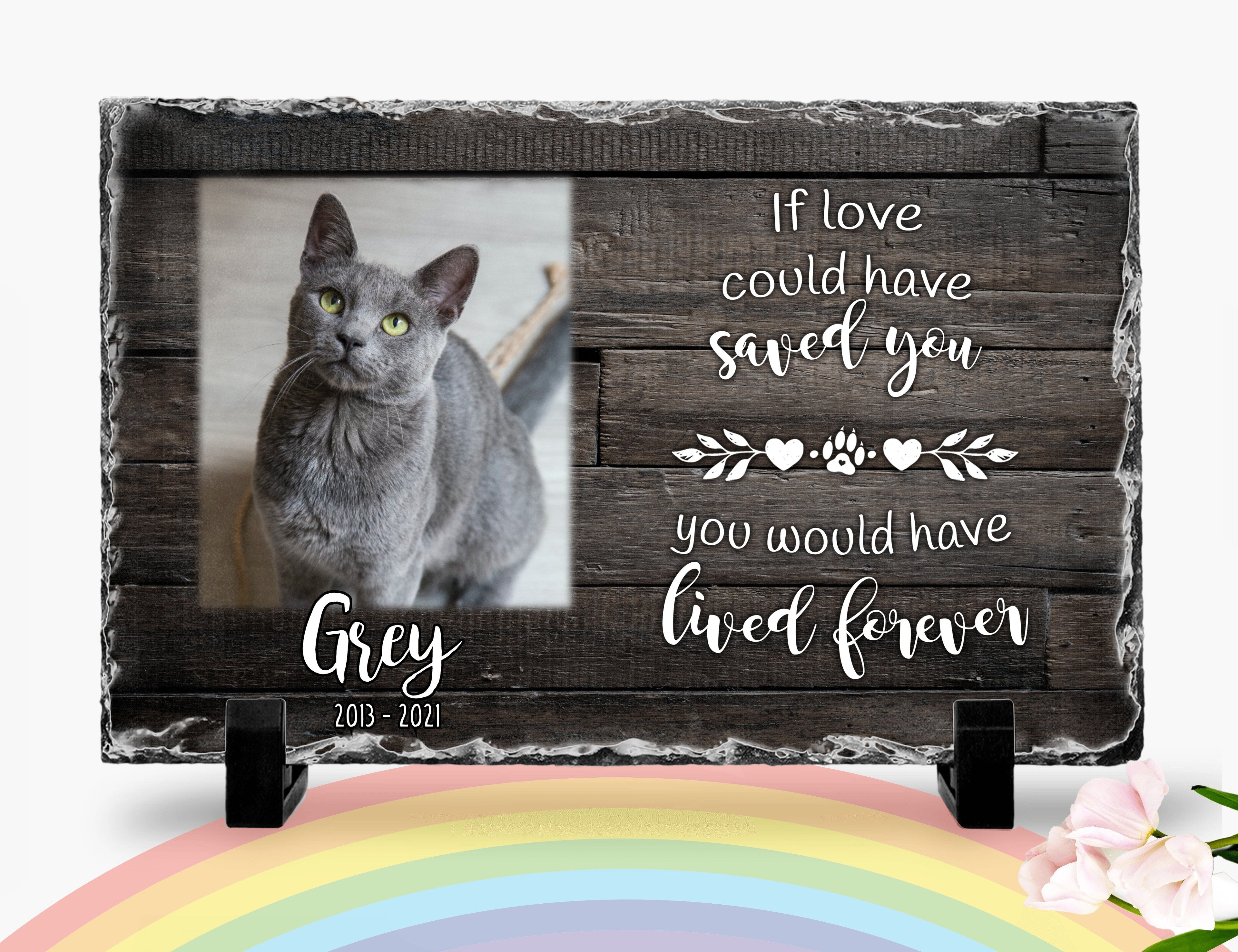 Personalized Cat Memorial Plaque If love could have saved you Stone Keepsake