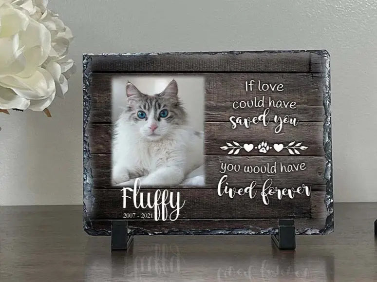 Personalized Cat Memorial Plaque If love could have saved you Stone Keepsake