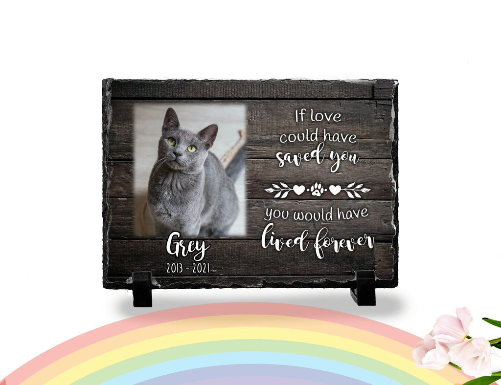 Personalized Cat Memorial Plaque If love could have saved you Stone Keepsake