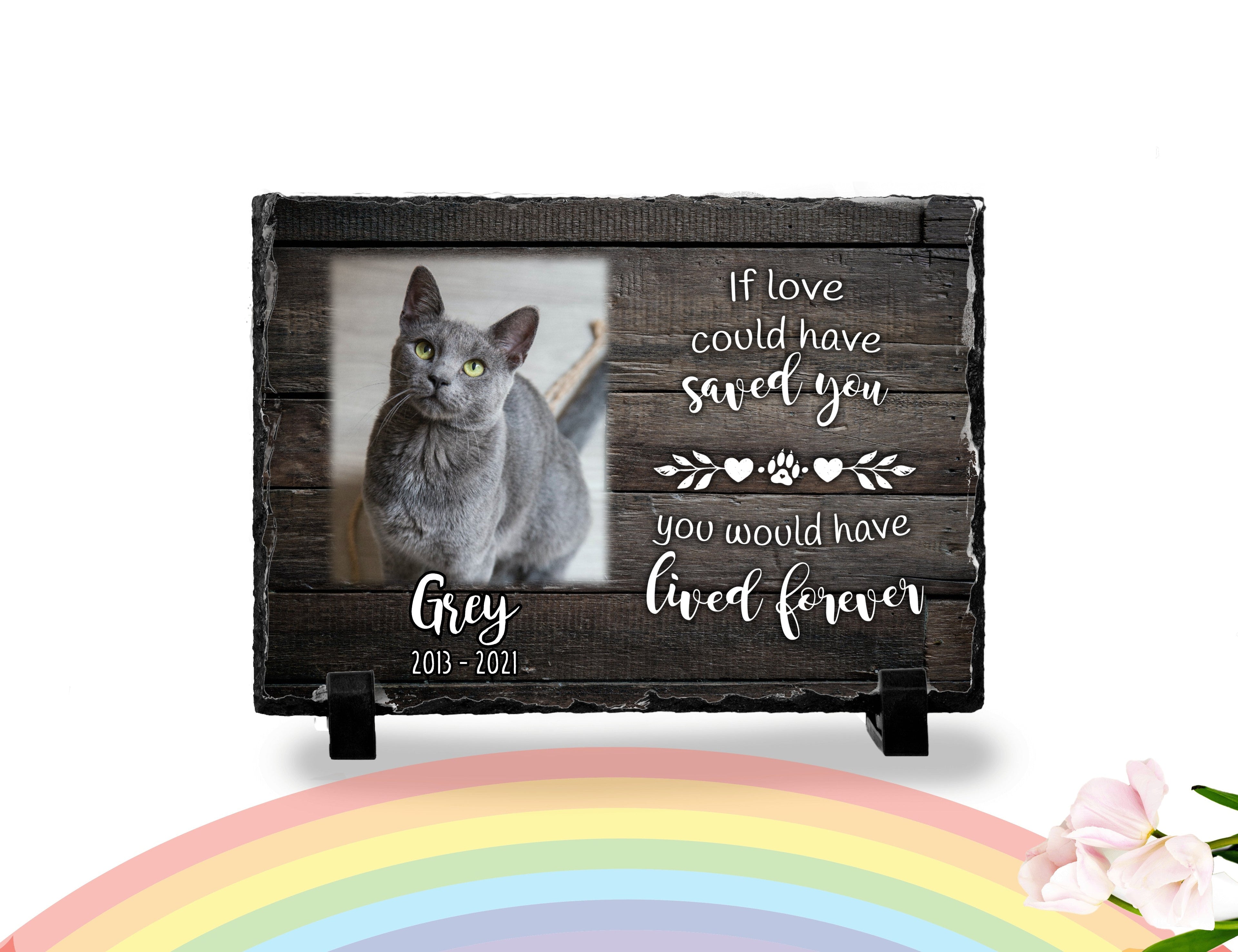 Personalized Cat Memorial Plaque If love could have saved you Stone Keepsake