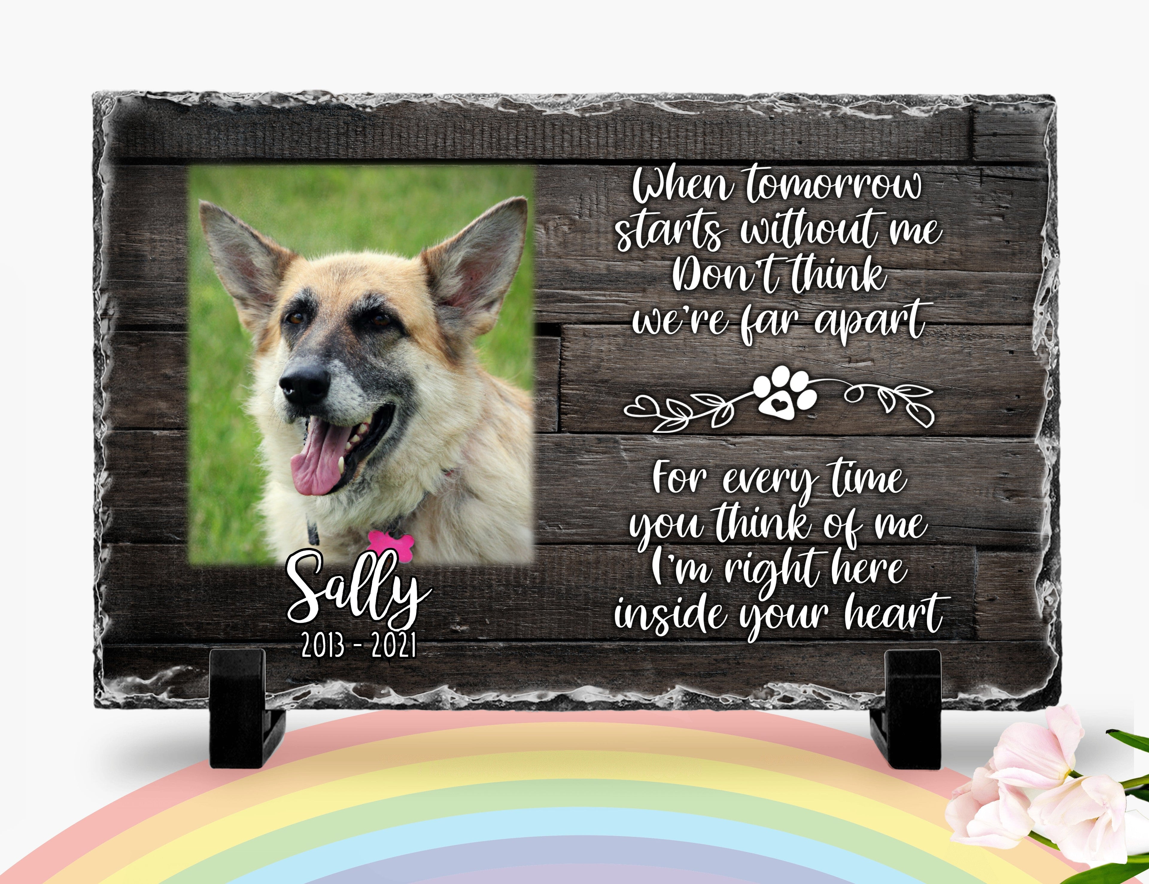 Personalized Dog Memorial When Tomorrow Starts without me Personalized Picture Keepsake